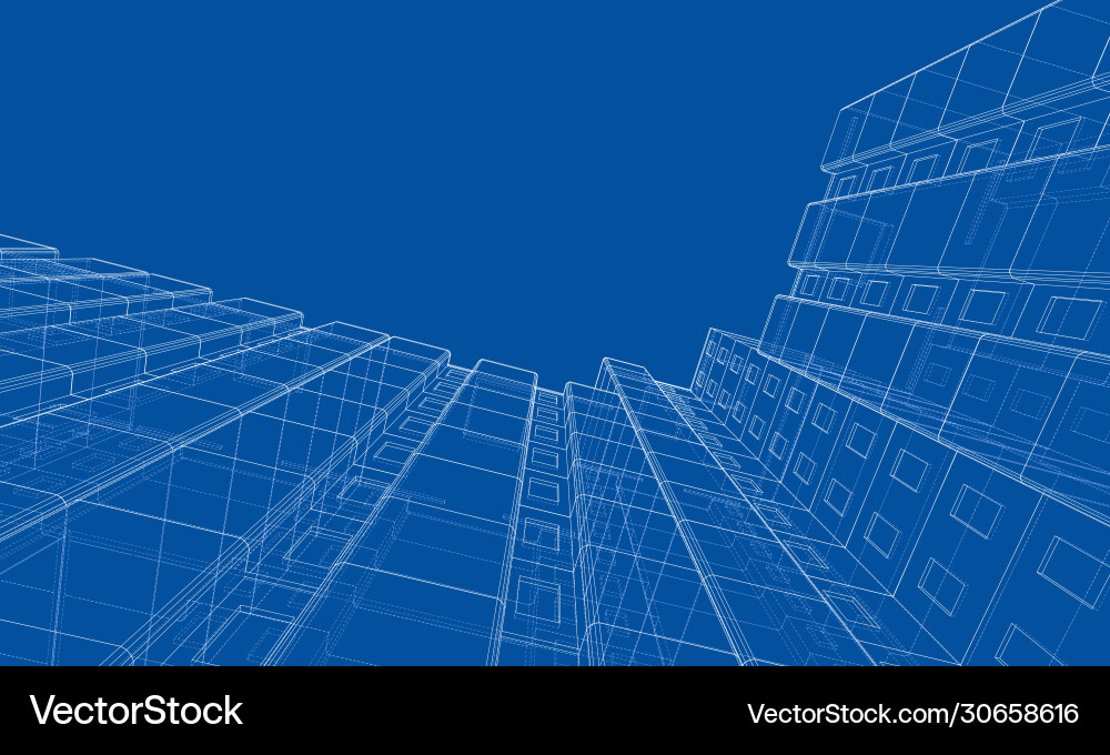 Wire-frame model a multi-storey building Wire-frame model a multi-storey building Vector Image