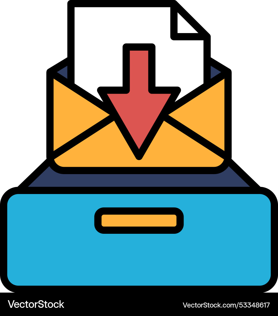 An envelope with a arrow pointing down is opened An envelope with a arrow pointing down is opened vector image