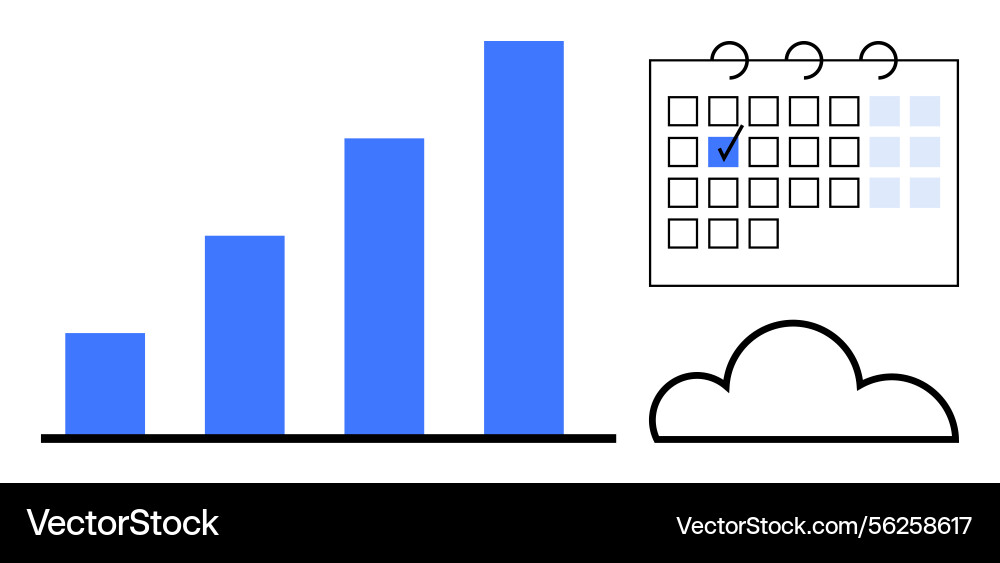 Calendar scheduling with data growth and cloud Calendar scheduling with data growth and cloud vector image