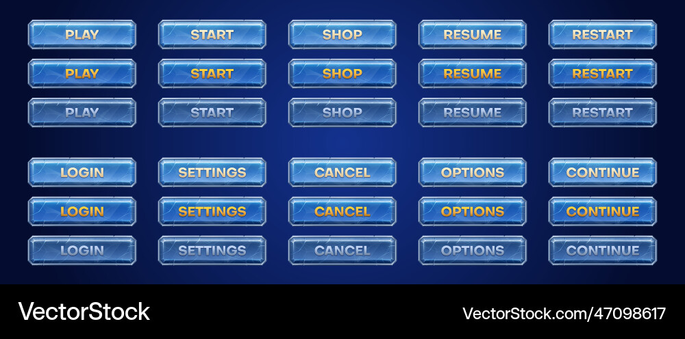 Game medieval button sprite animation set Game medieval button sprite animation set vector image