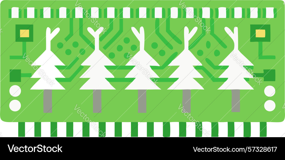 Green microchip with tree pattern design vector image