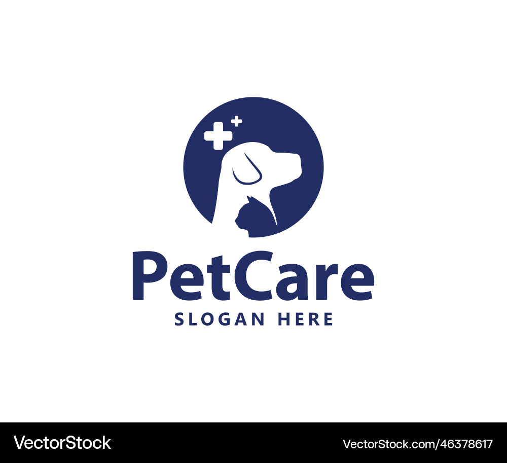Pet care logo with dog and cat logo Pet care logo with dog and cat logo vector image