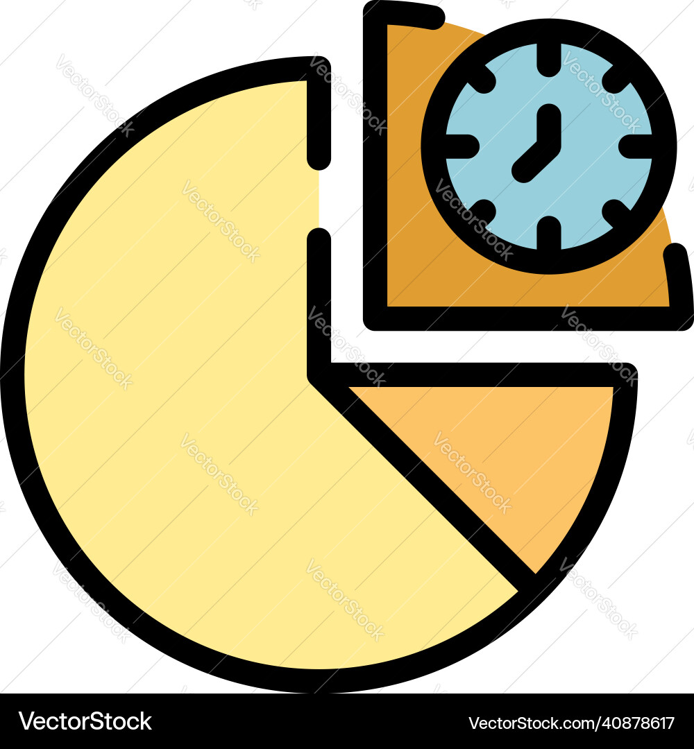 Pie chart time management icon color outline Pie chart time management icon color outline Vector Image