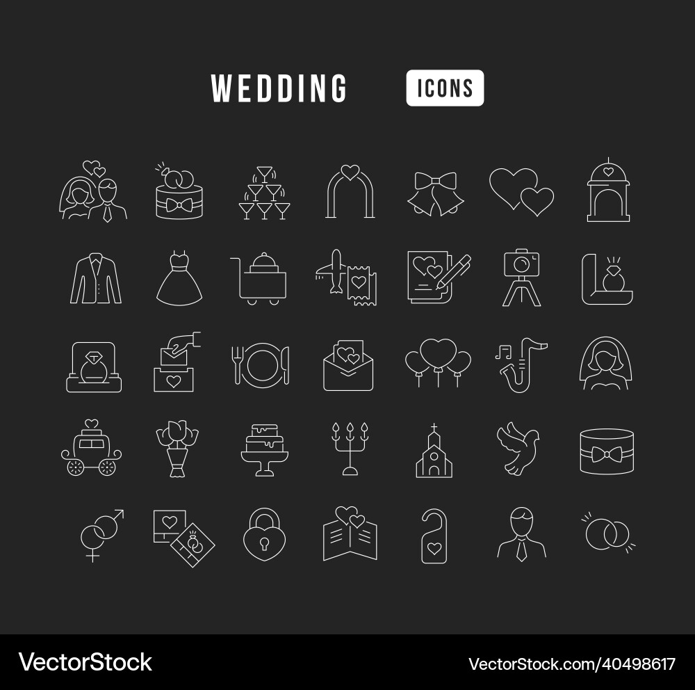 Set of linear icons wedding vector image