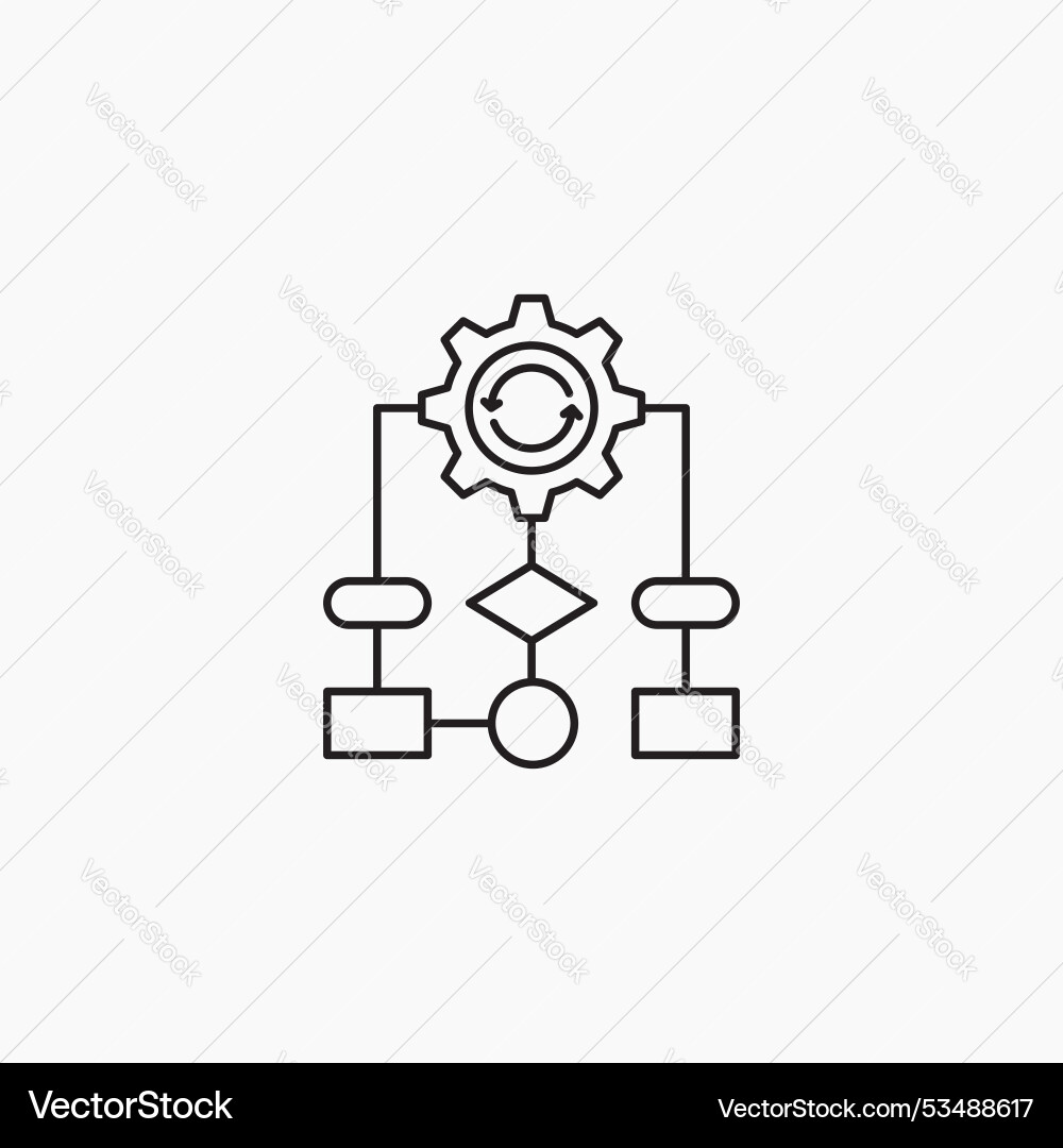 Workflow processline in thin line black color Workflow processline in thin line black color vector image