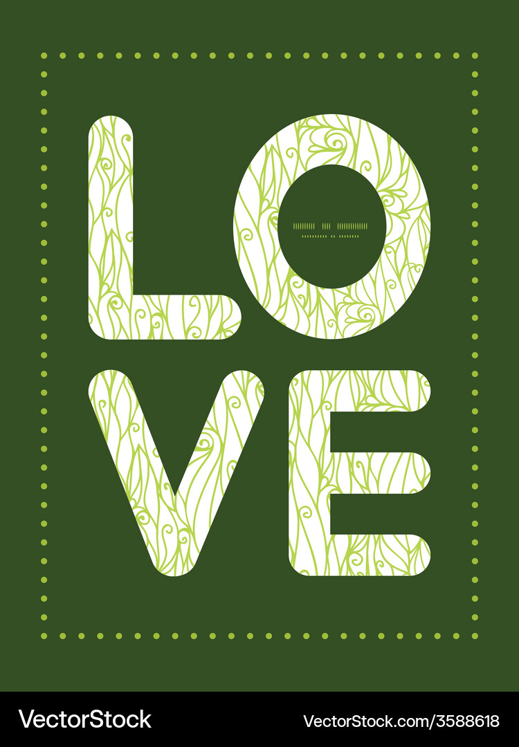 Abstract swirls texture love text frame pattern Vector Image