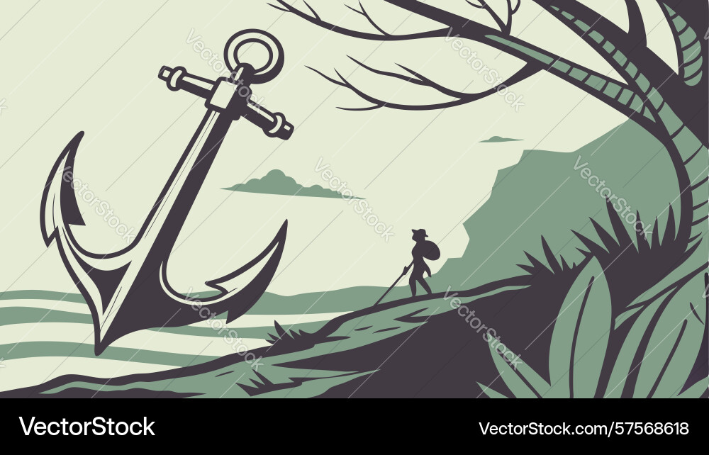 Anchor in dense forest with sparse trees a hidden vector image