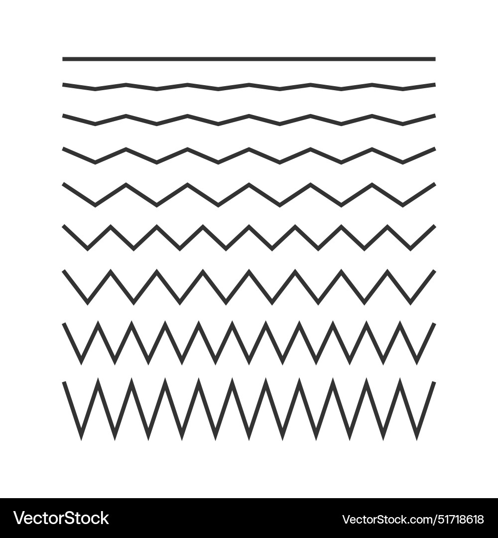 Collection of zigzag lines set isolated Collection of zigzag lines set isolated vector image