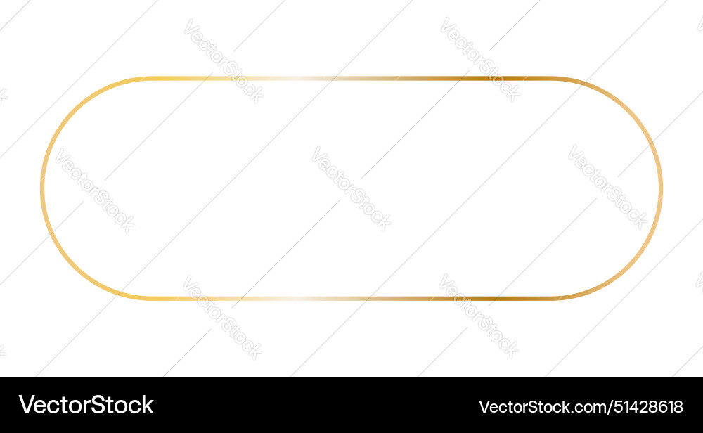 Gold long frame with rounded corners Royalty Free Vector