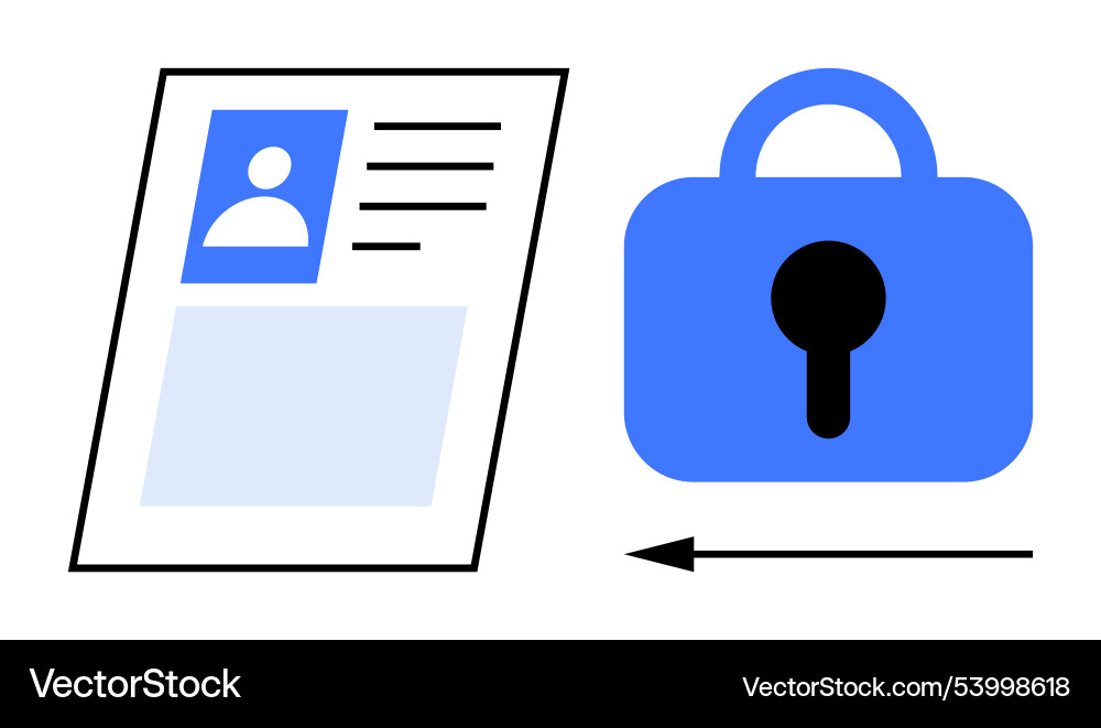 Identity document and secure lock symbolizing data Vector Image