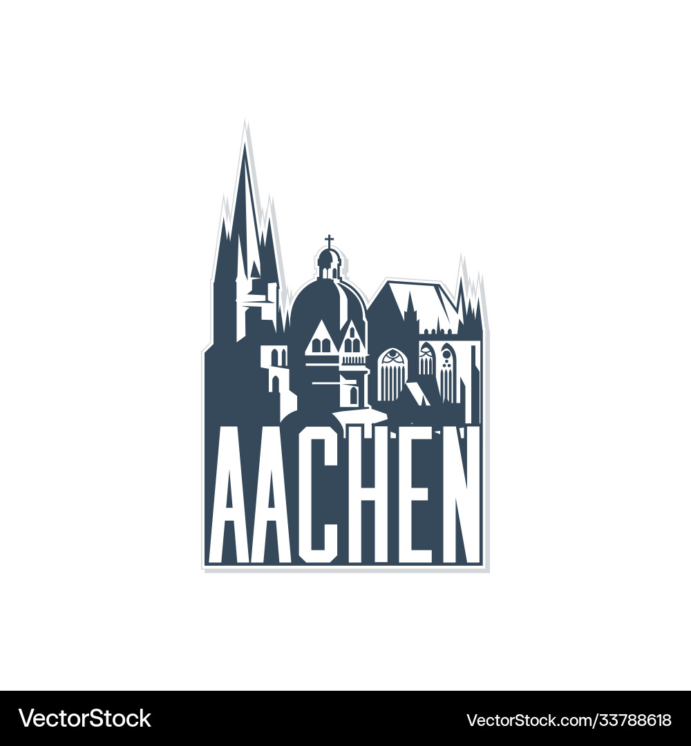 Monochrome Abzeichen Ikone aachen Stadt auf weiß Monochrome Abzeichen Ikone aachen Stadt auf weiß vektorbild