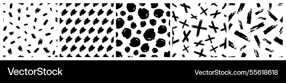 Set of seamless patterns with scribble smears vector image