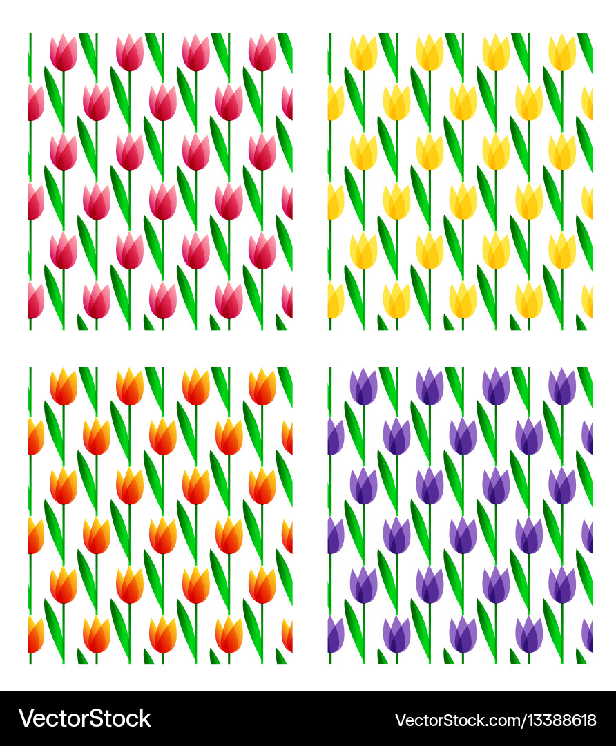Set of seamless patterns with spring flowers vector image