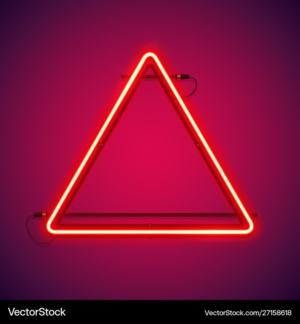 Triangular red neon frame Triangular red neon frame vector image