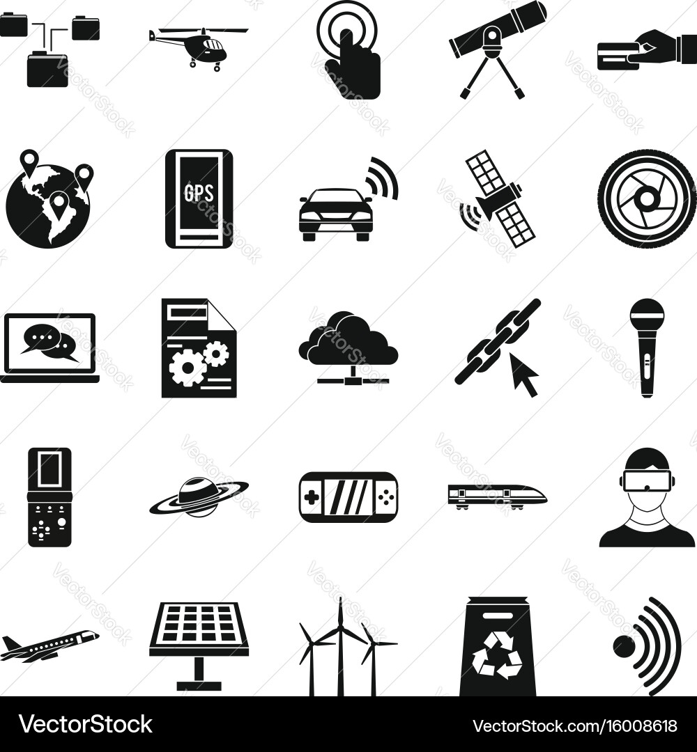 Wireless technology icons set simple style Vector Image