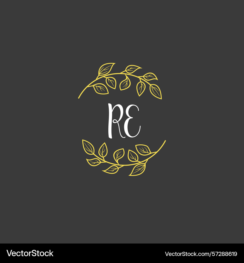 Botanical monogram logos with initial re Vector Image
