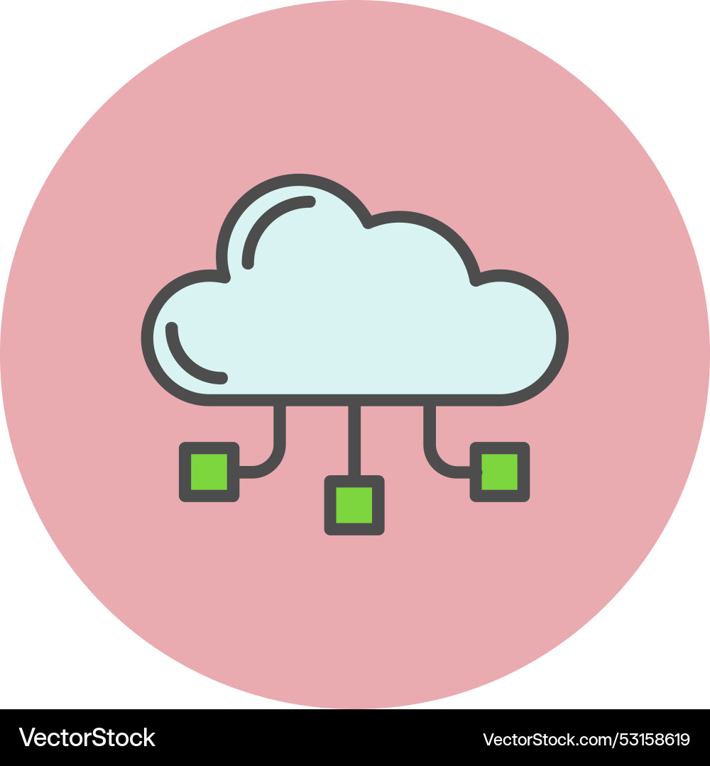 Cloud computing line filled circle icon vector image