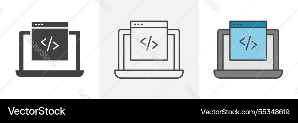 Display code icons pack for website designs Vector Image