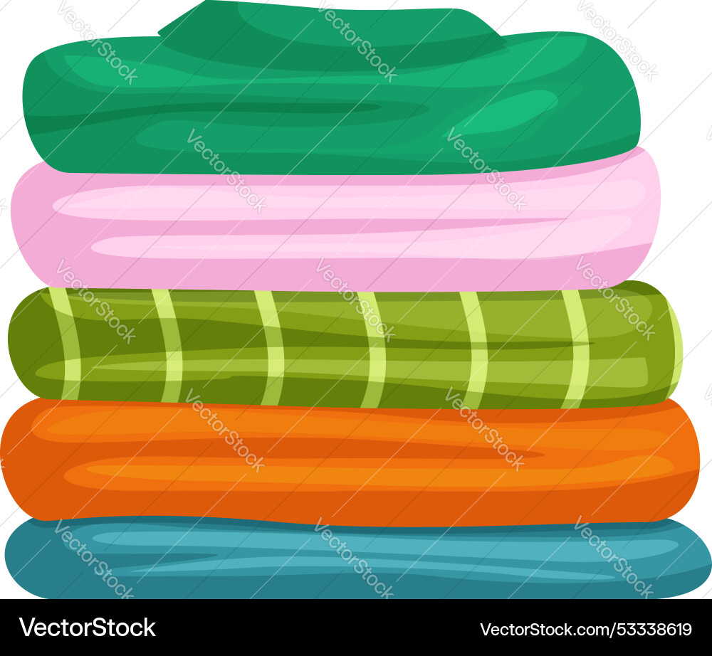 Stack of soft colorful towels folded on top vector image