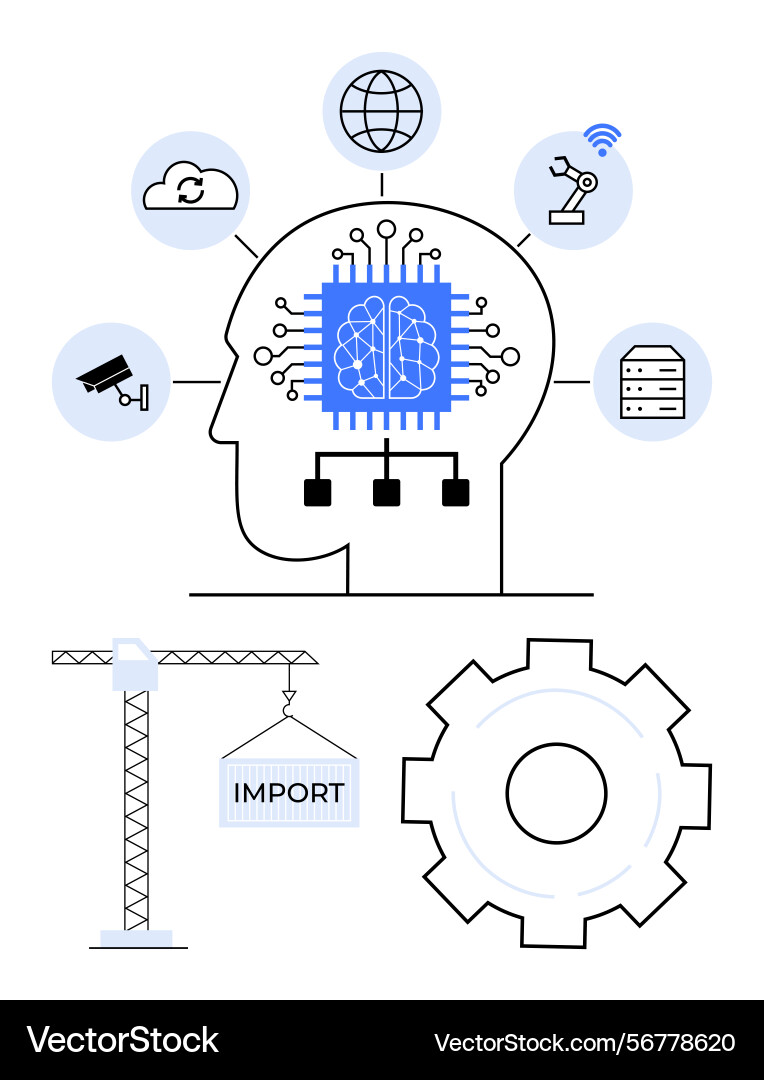 Artificial intelligence integration in technology Artificial intelligence integration in technology vector image