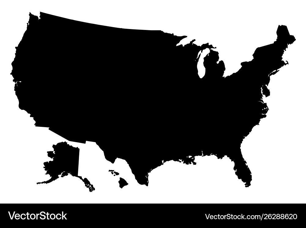 Black US Map Silhouette vector image