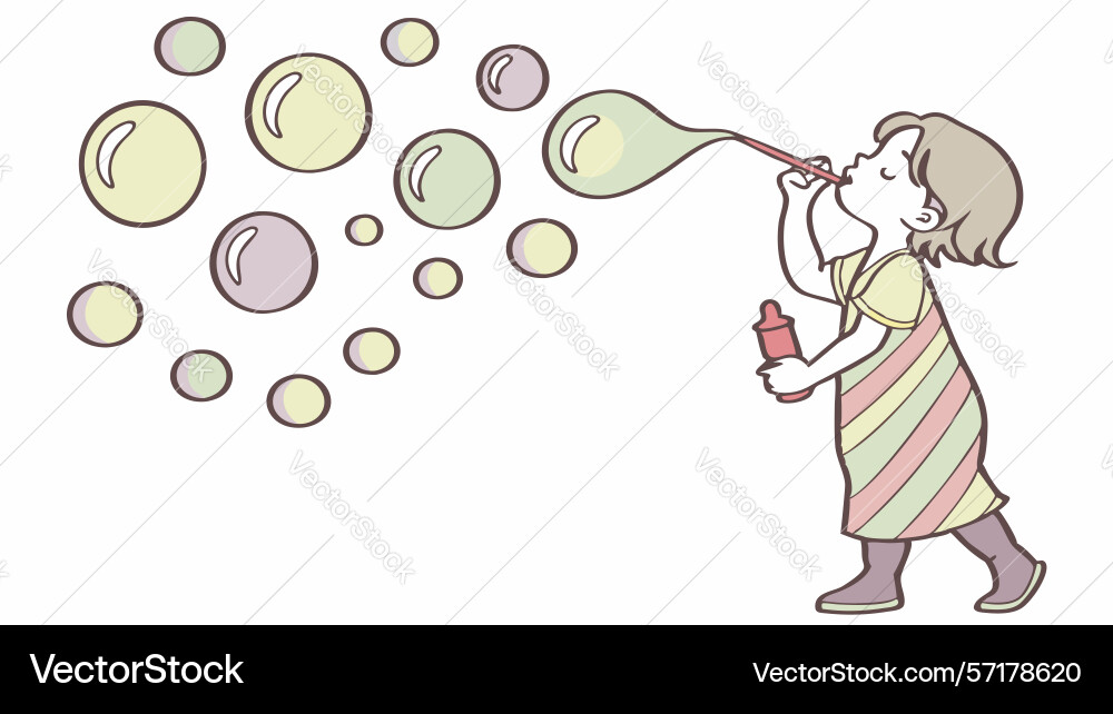 Child blowing bubbles with abstract background Vector Image