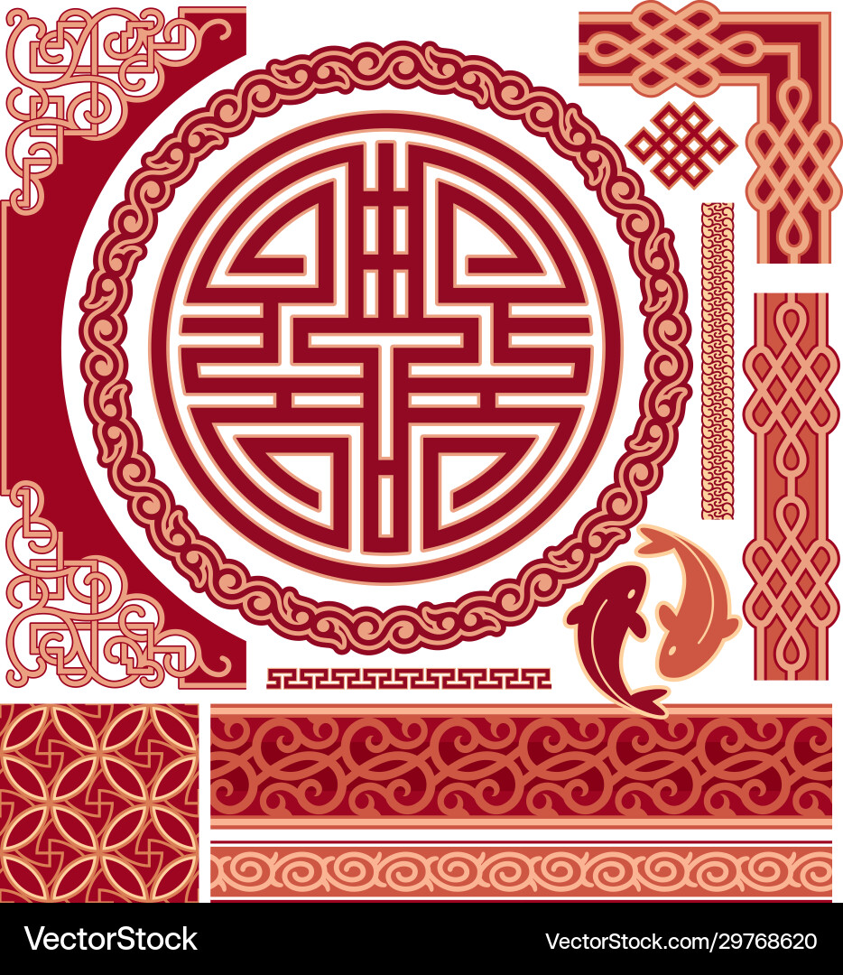 Chinese pattern design elements - border corners Vector Image