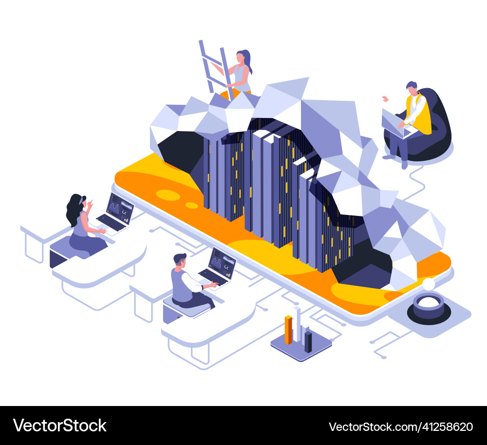 Cloud computing landing page template data Cloud computing landing page template data vector image
