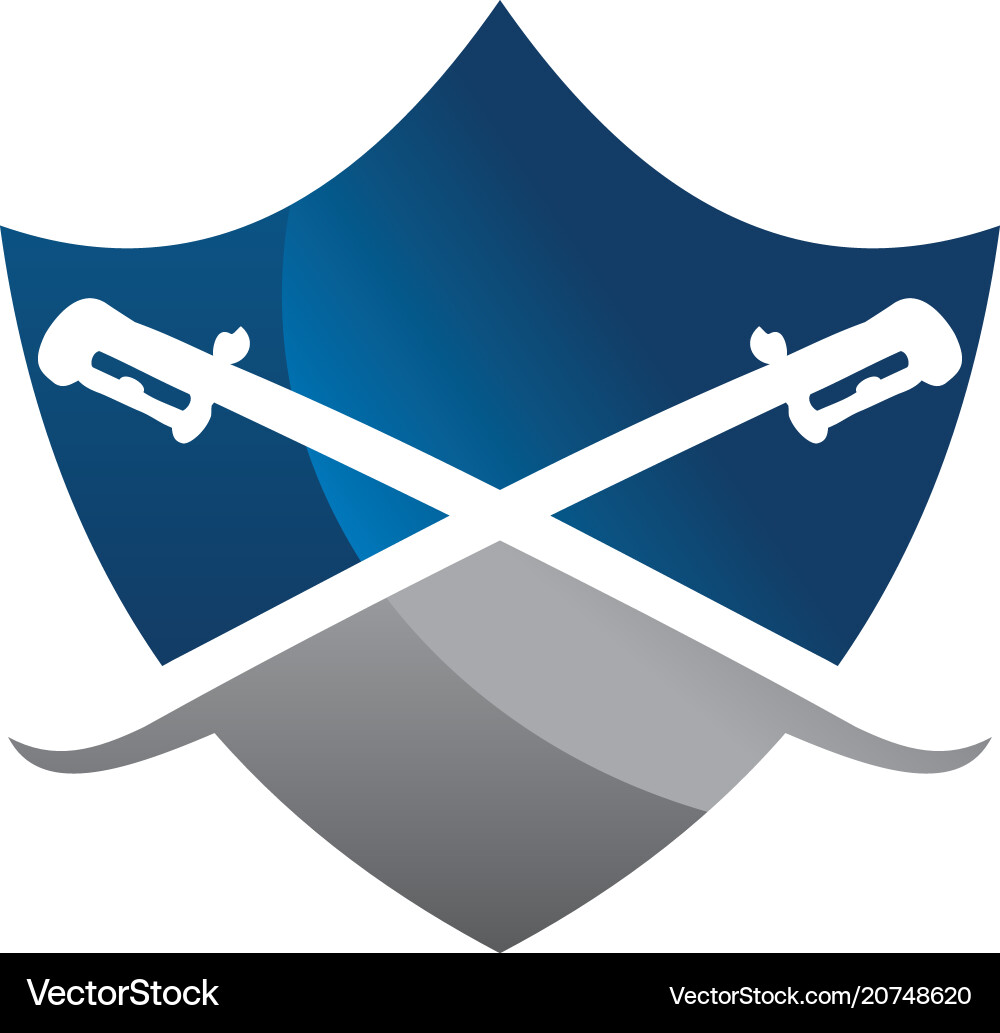 Shield with Two Swords Vector Image