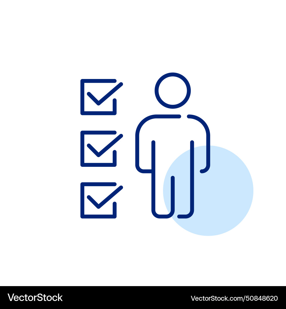 Standing person and list of checked out squares Standing person and list of checked out squares vector image