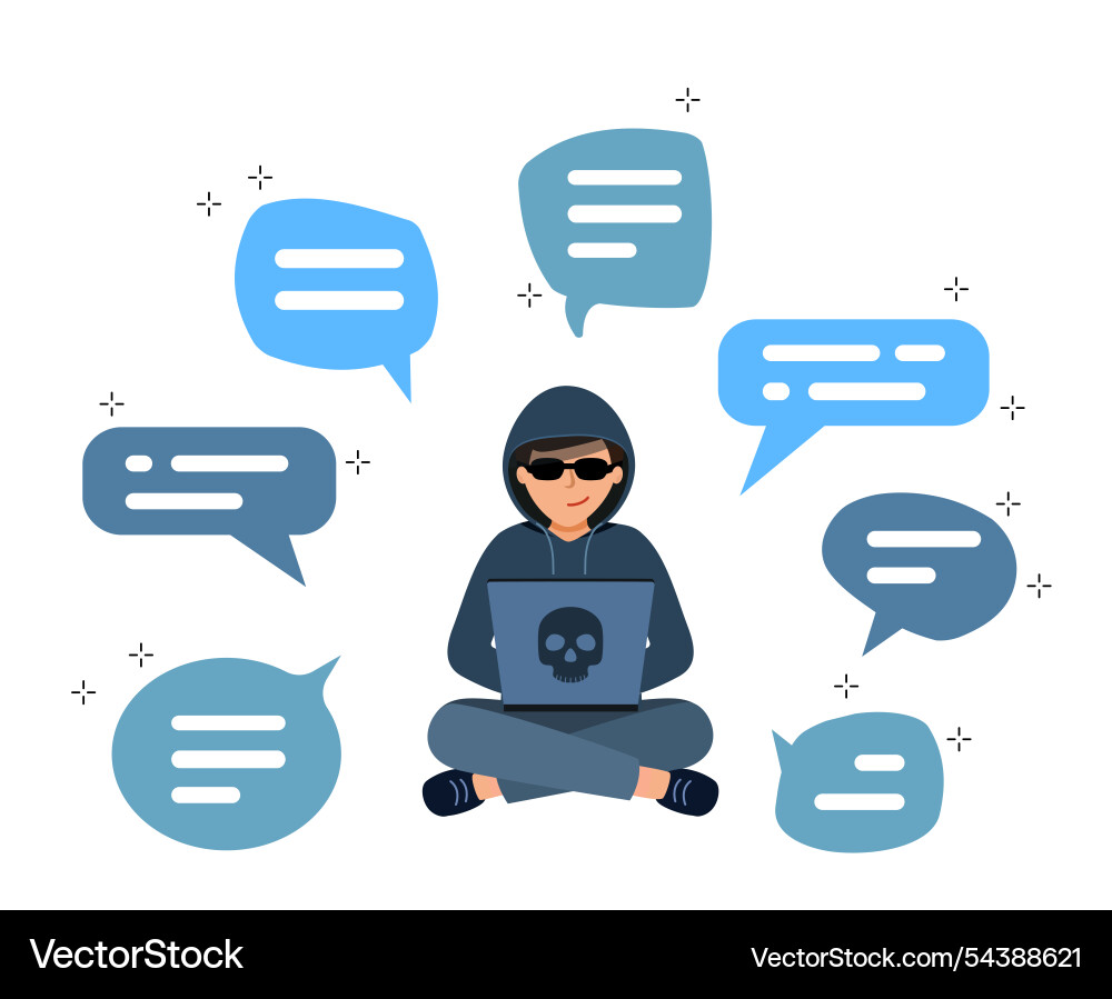 A bubble with written text hacker is sitting A bubble with written text hacker is sitting vector image