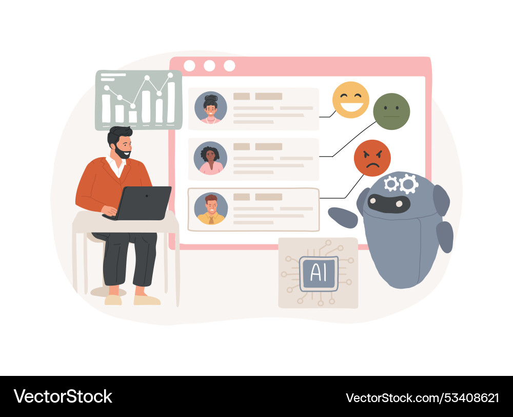 Ai-powered predictive customer sentiment analysis Ai-powered predictive customer sentiment analysis vector image