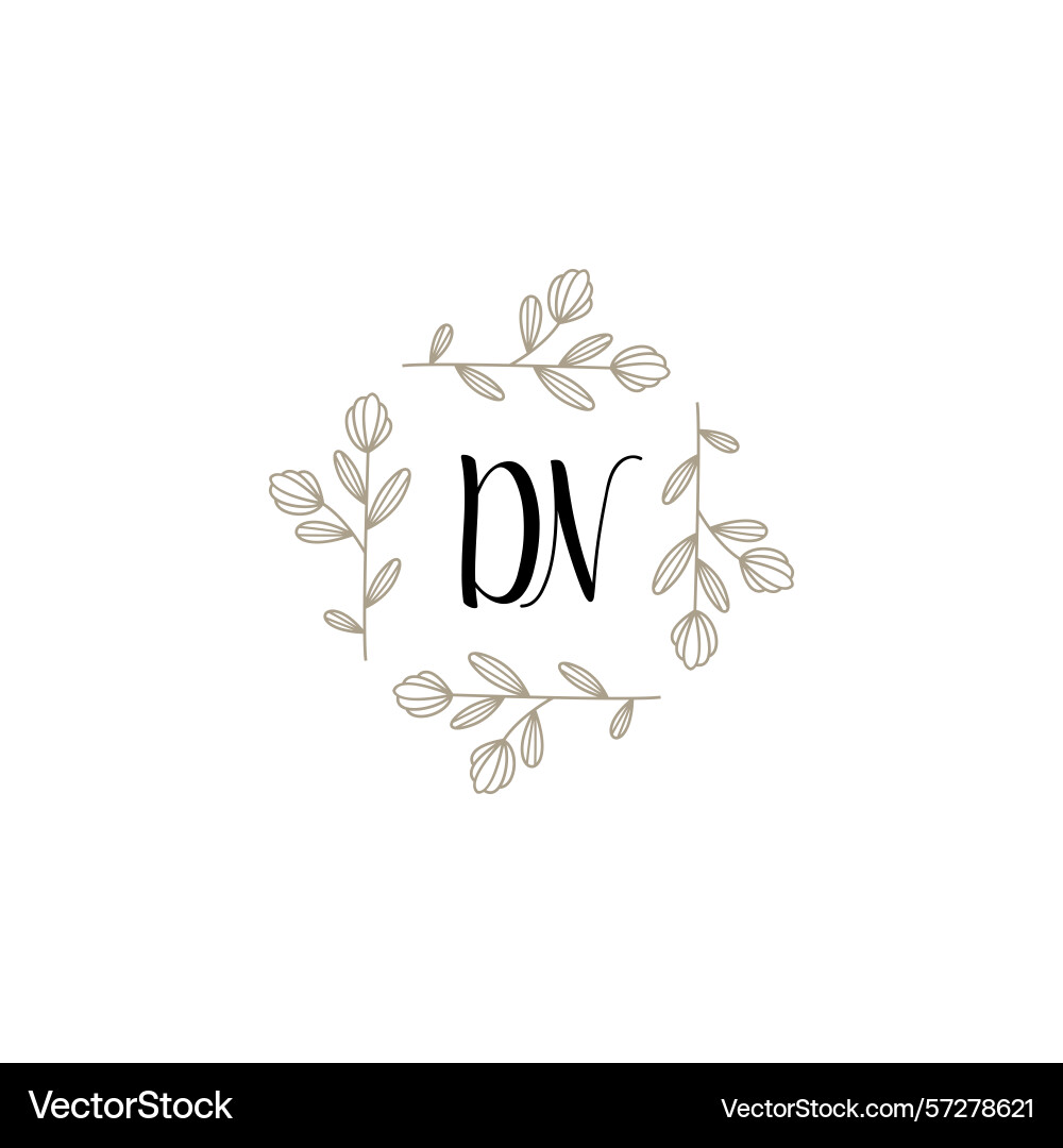 Botanical monogram logos with initial dn Vector Image