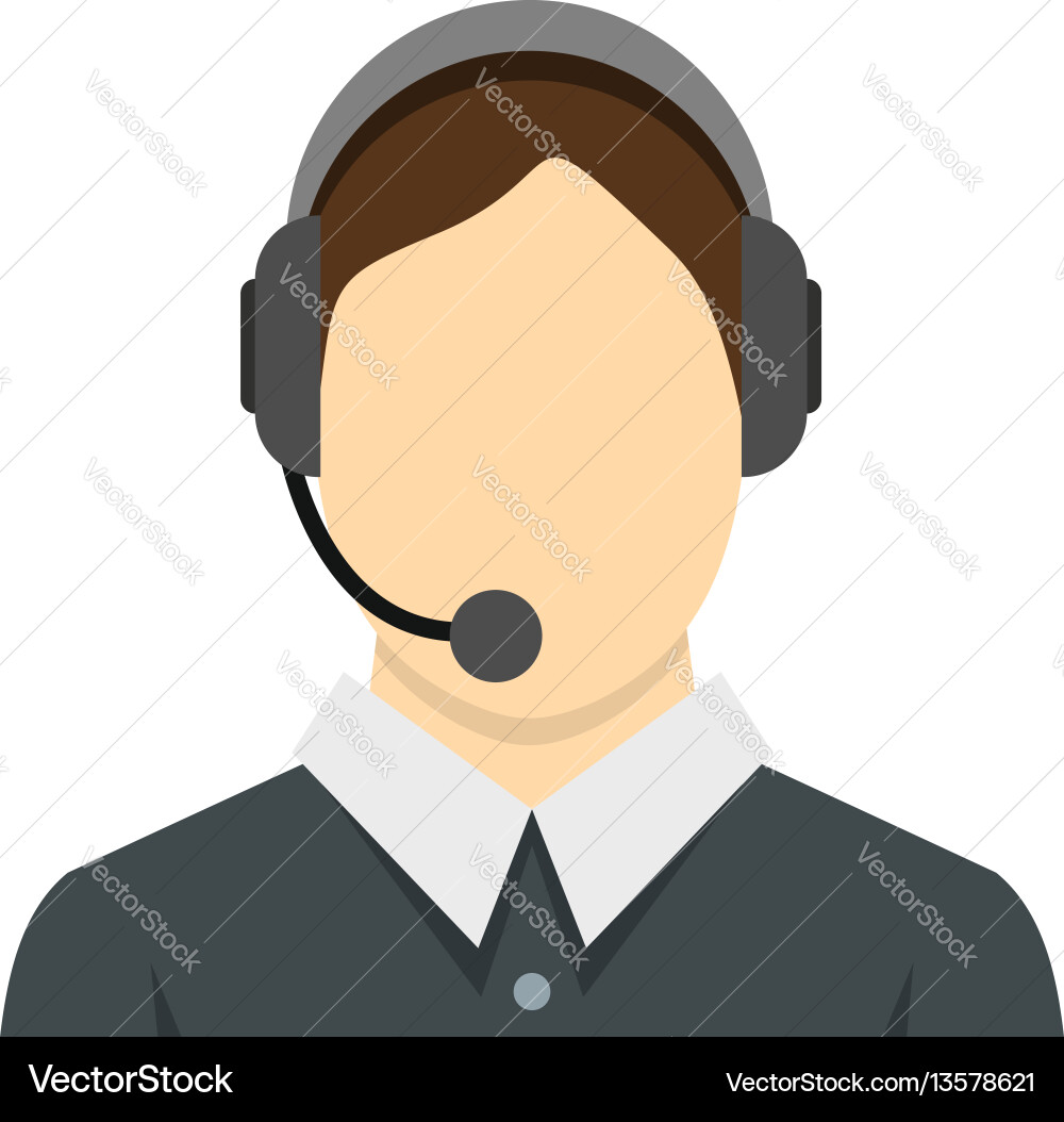 Call center operator icon flat style Call center operator icon flat style vector image
