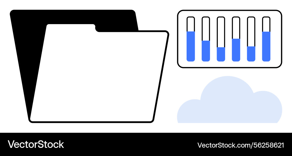 Digital data storage with folder cloud Digital data storage with folder cloud vector image