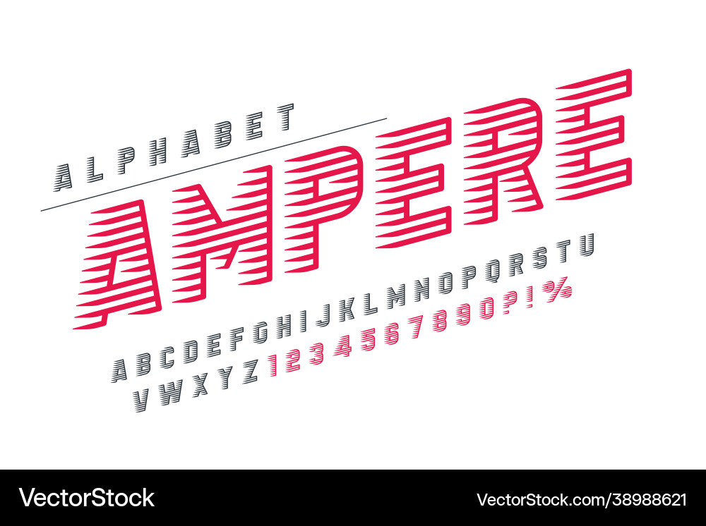 Dynamic display letters design alphabet numbers Dynamic display letters design alphabet numbers vector image