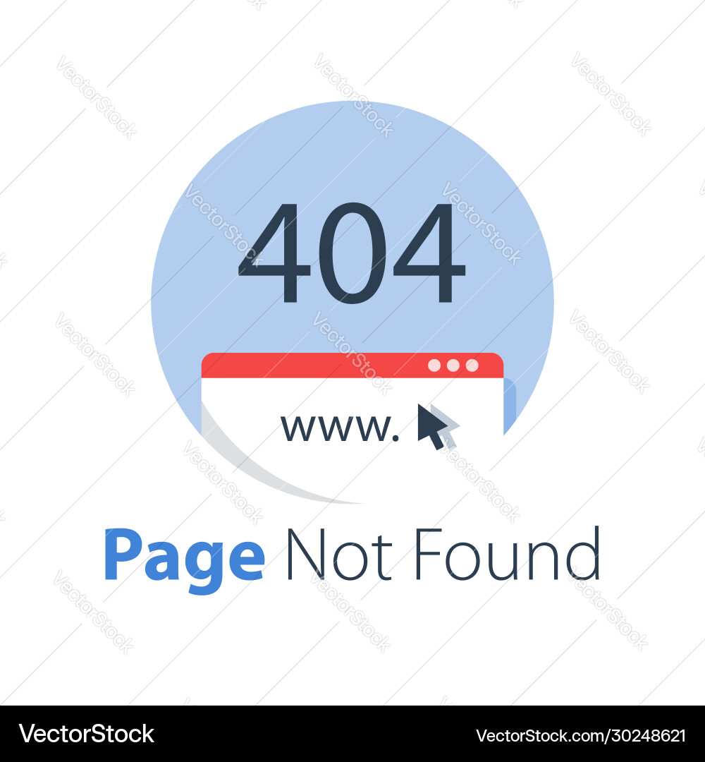 Error 404 page not found website missing Vector Image