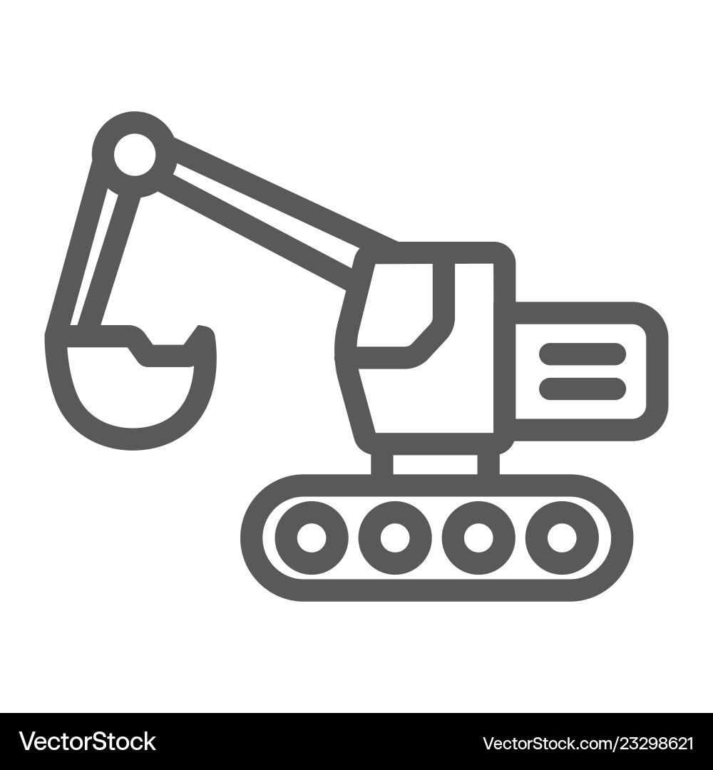 Excavator line icon transport and machine digger vector image