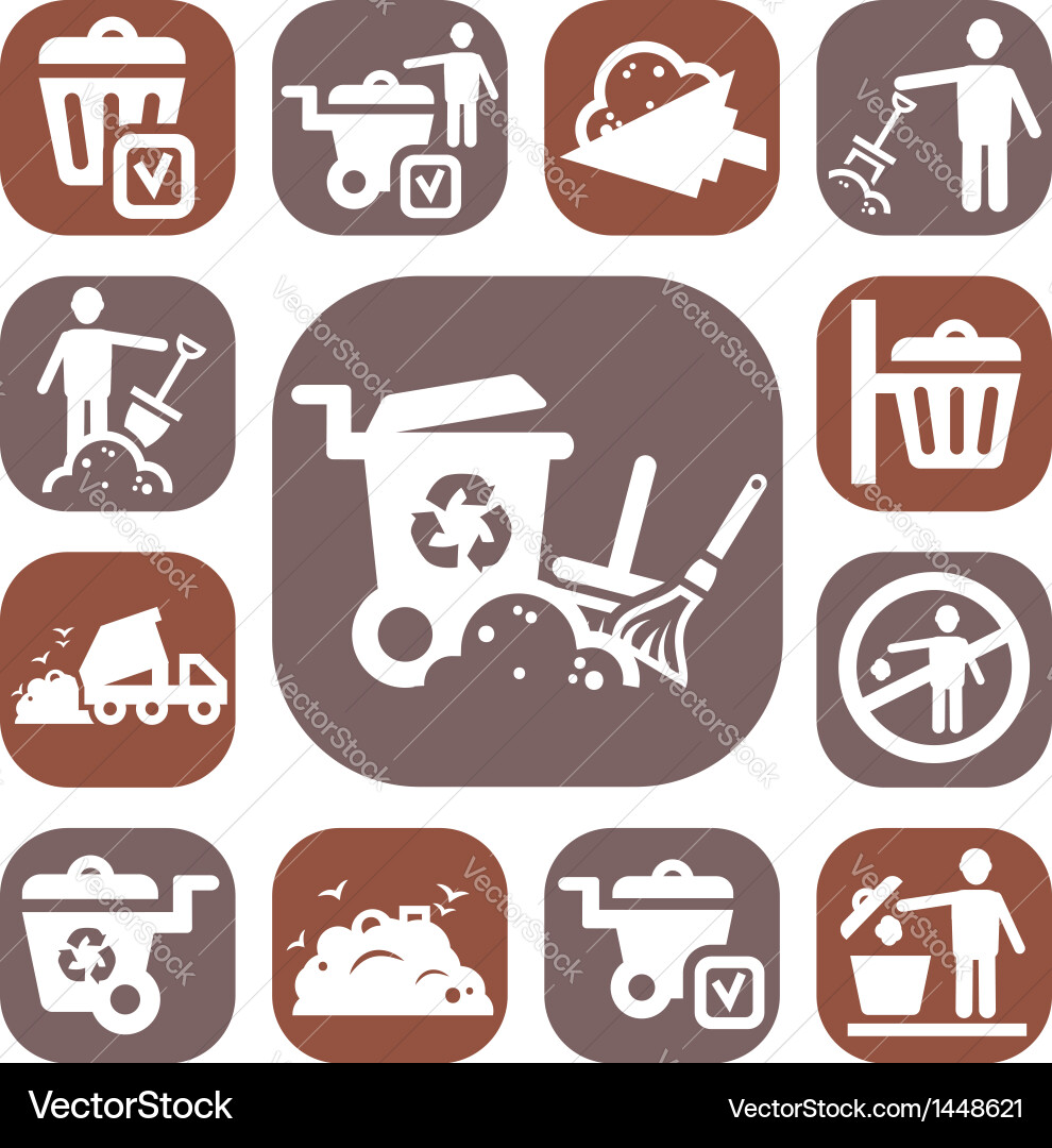 Garbage and Recycling Icons Set vector image