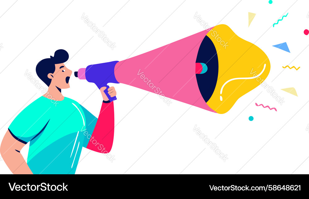 Man announcing with megaphone pop art style Vector Image
