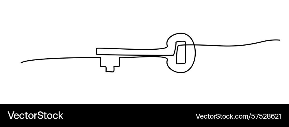 One line key continuous keyword symbol unlock One line key continuous keyword symbol unlock vector image