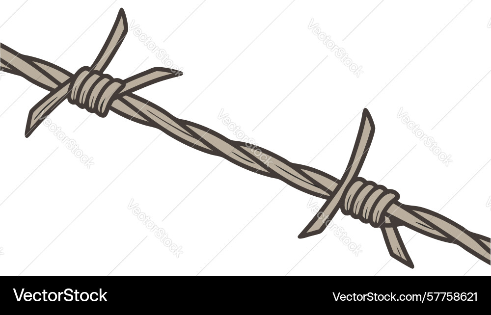 Segment of barbed wire rough texture boundary Vector Image