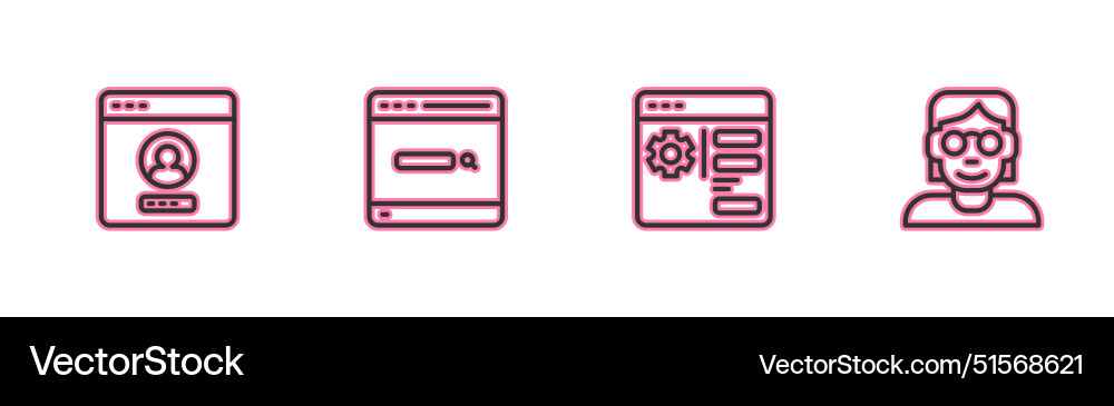 Set line create account screen browser setting Vector Image