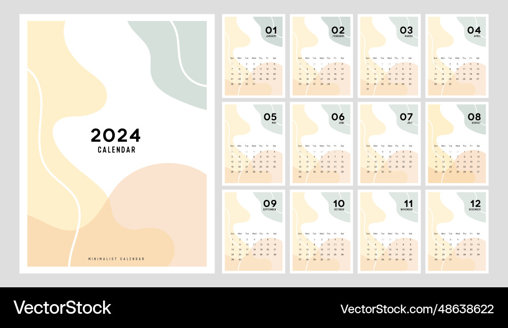 2024 Kalenderplaner minimalistischen Stil modern 2024 Kalenderplaner minimalistischen Stil modern vektorbild