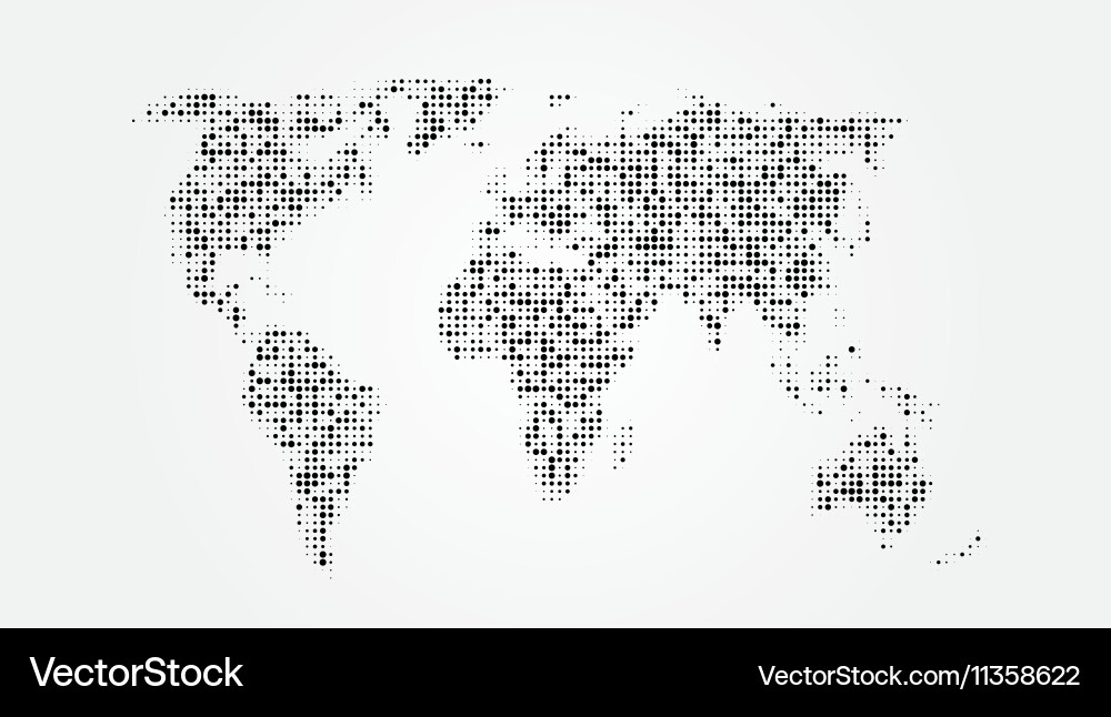 Dotted abstract world map with shadow template vector image