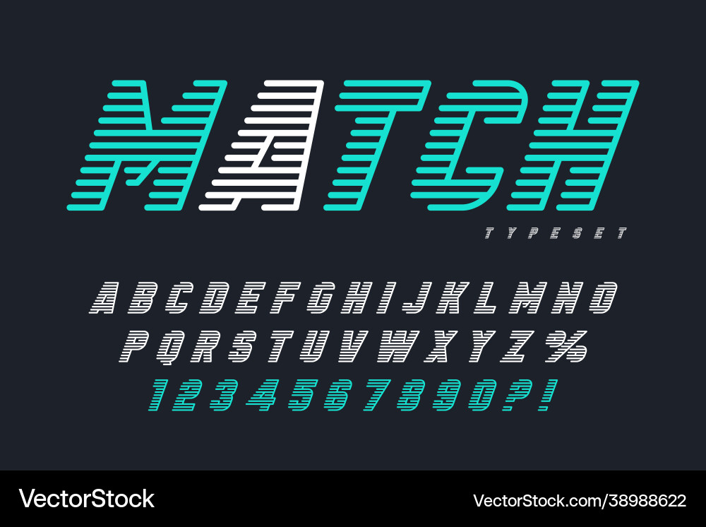Dynamic display letters design alphabet numbers Dynamic display letters design alphabet numbers vector image