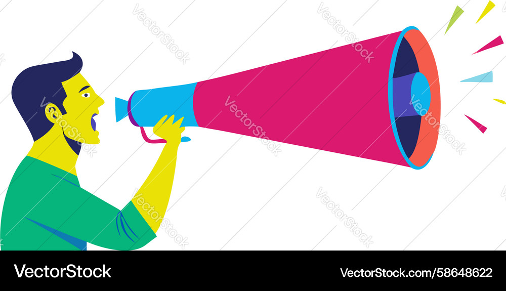 Man with Megaphone - Pop Art Style Vector Image