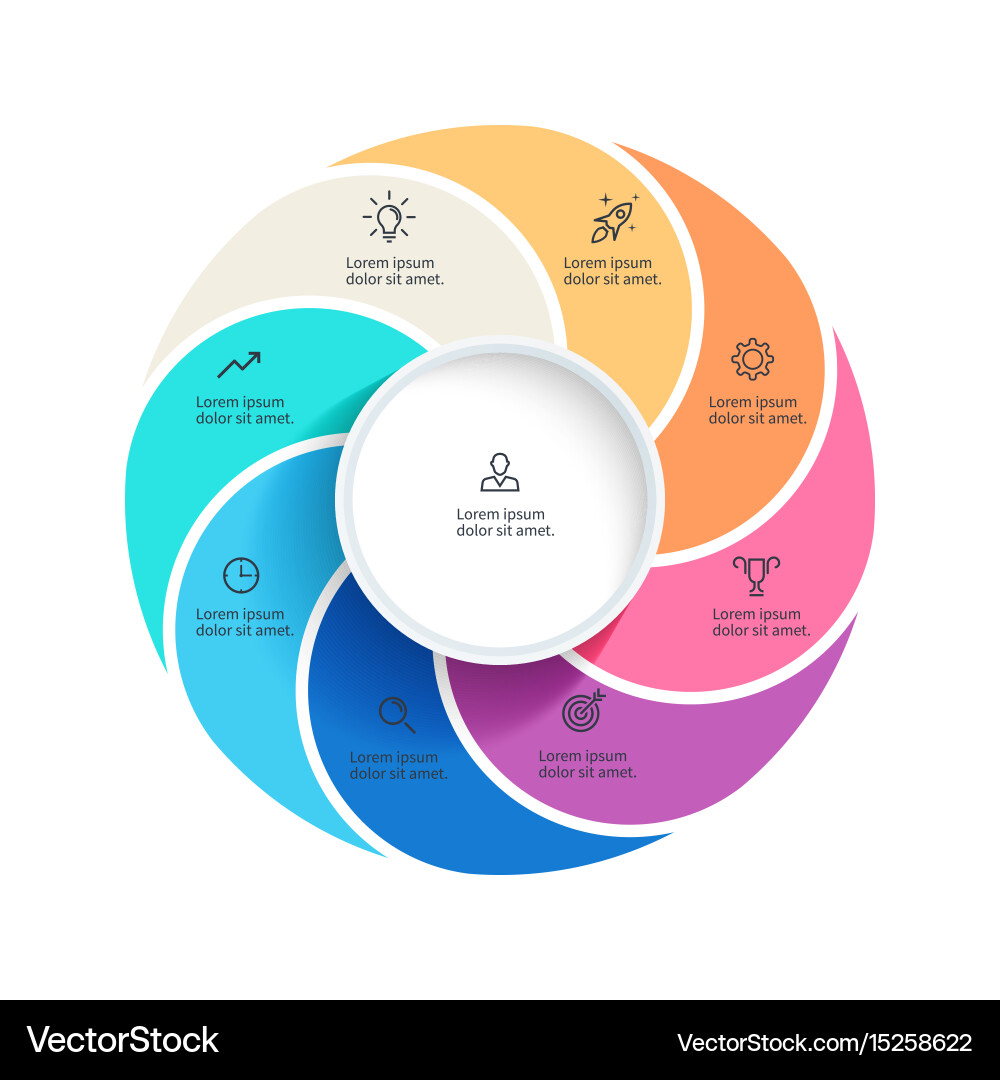 Pie chart presentation template with 8 Vector Image