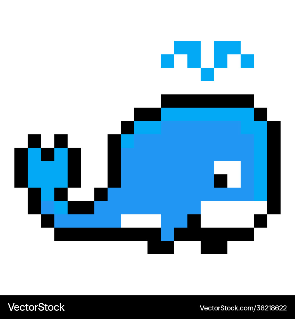 Pixel whale image for 8 bit game assets Pixel whale image for 8 bit game assets vector image