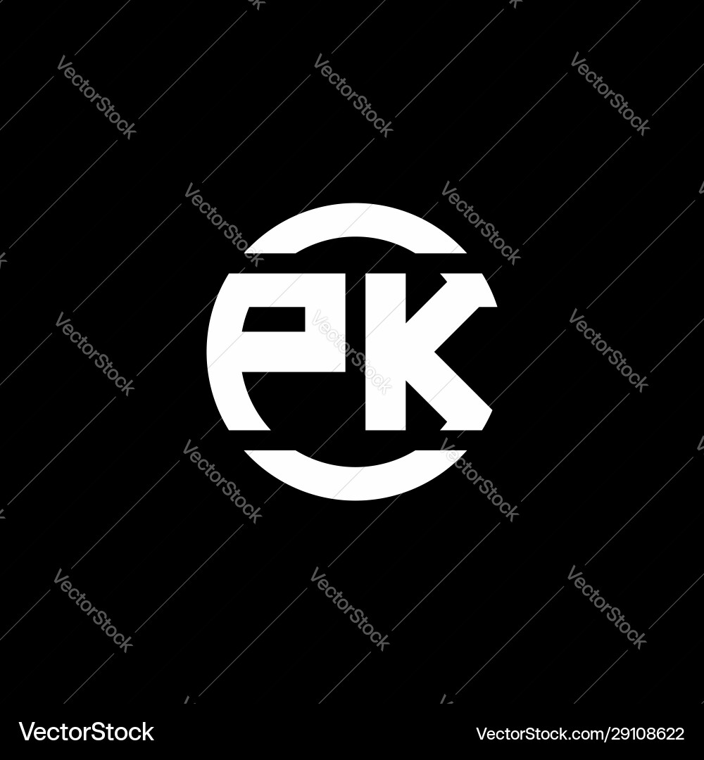 Pk logo monogram isolated on circle element Vector Image